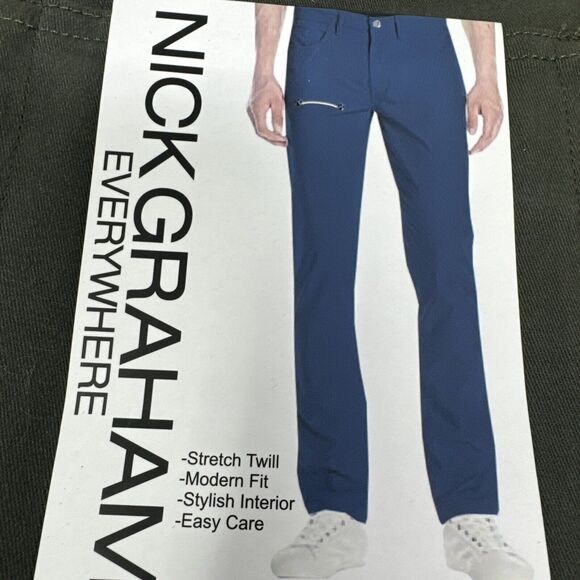 Nick Graham Men's Everywhere Stretch Modern Fit Pants Size 32x30, Olive - Picture 5 of 9